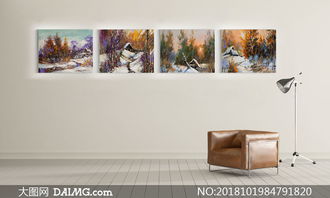 樹叢小屋冬日風光